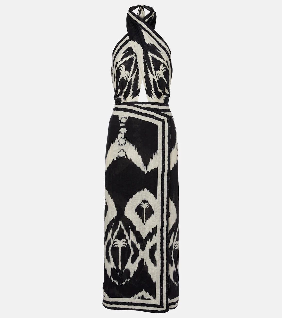 Johanna Ortiz - Printed open-back linen midi dress