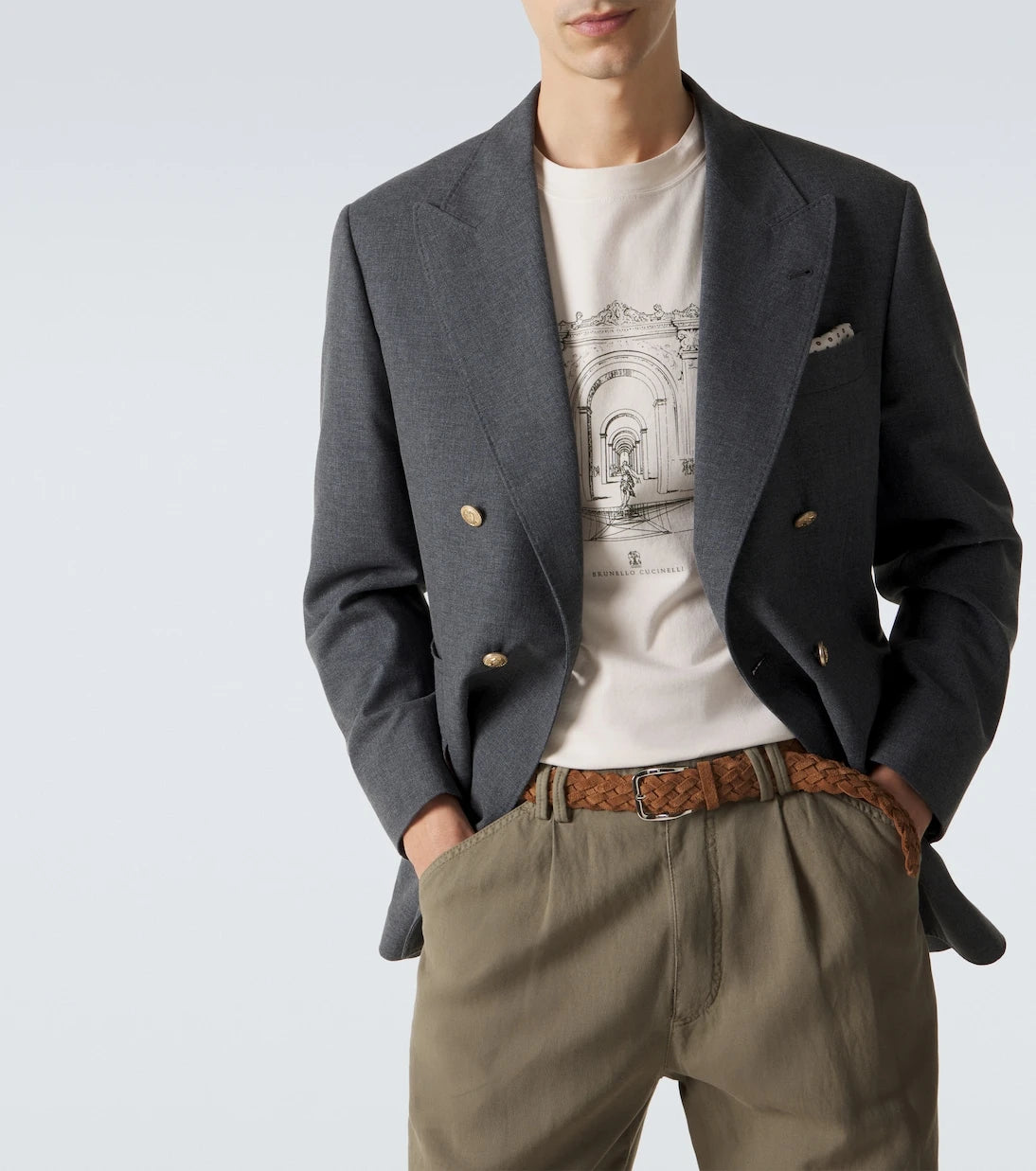 Brunello Cucinelli - تي شيرت جيرسيه من القطن المطبوع