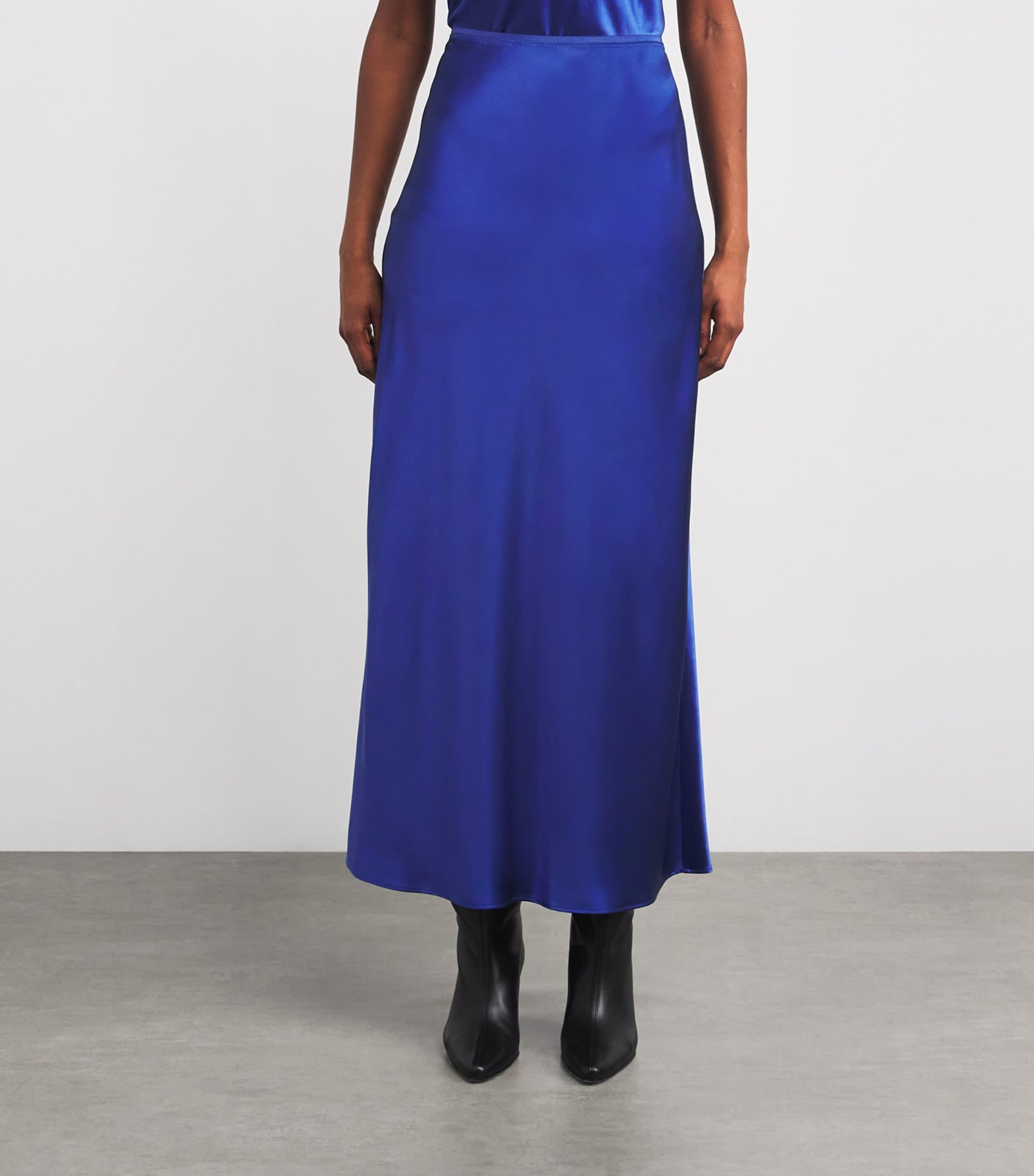 Blue Silk Isaak Midi Skirt