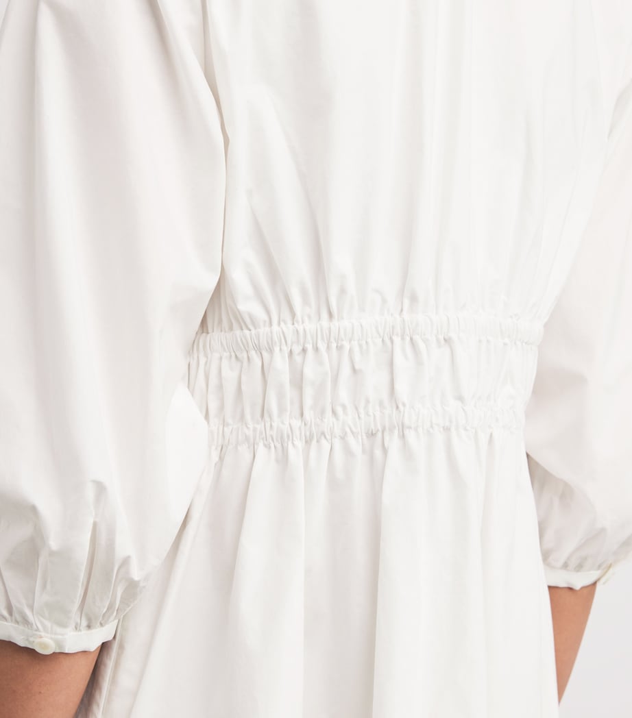 FRAME White Organic Cotton The Cinched Midi Dress