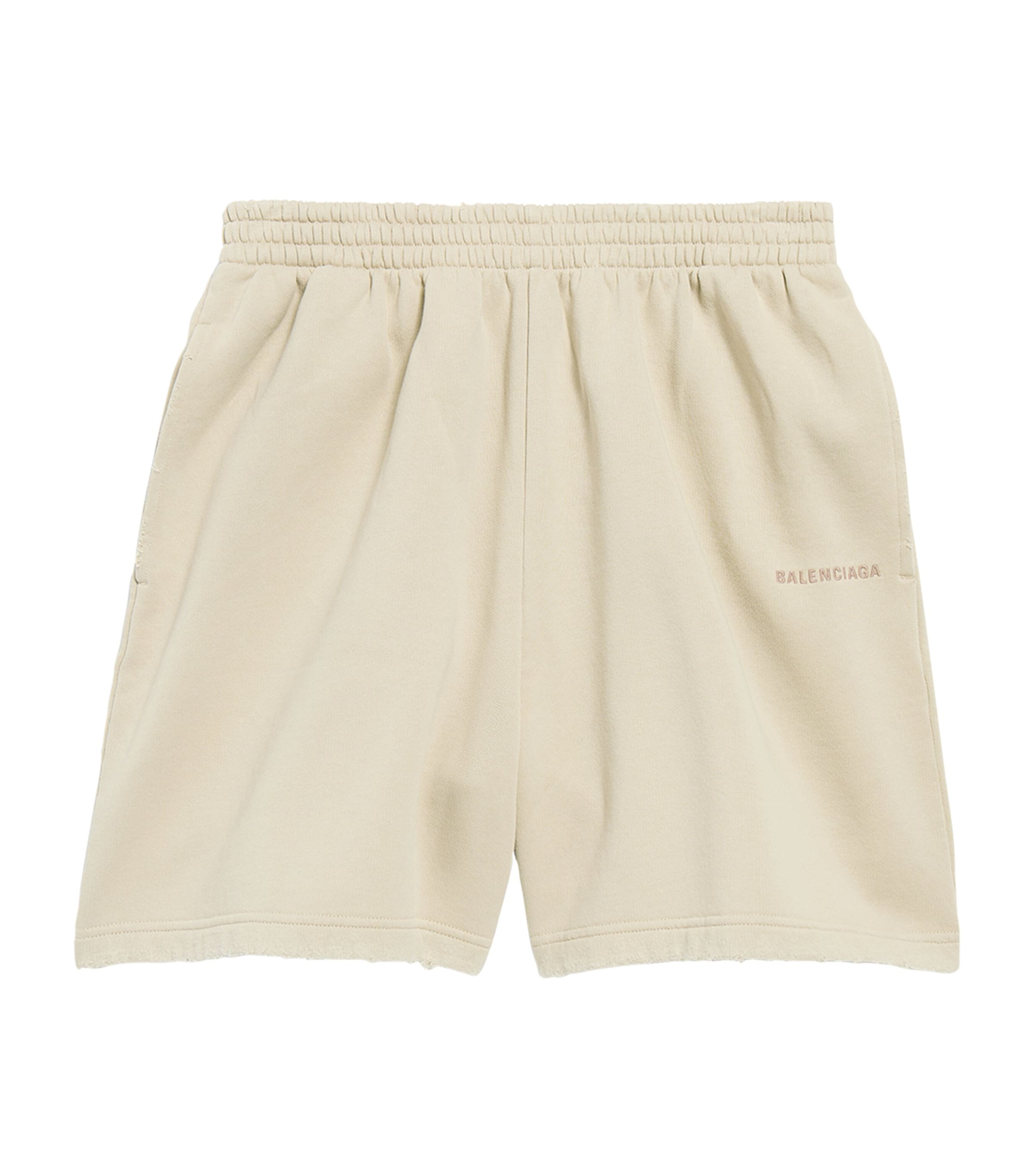 Balenciaga Beige Cotton Logo Shorts