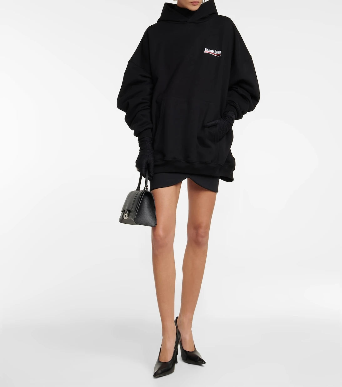 Balenciaga - سترة قطنية بغطاء رأس كبيرة الحجم