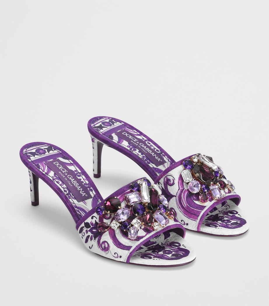 Dolce & Gabbana Multi Crystal-Detail Majolica Print Heeled Mules 60