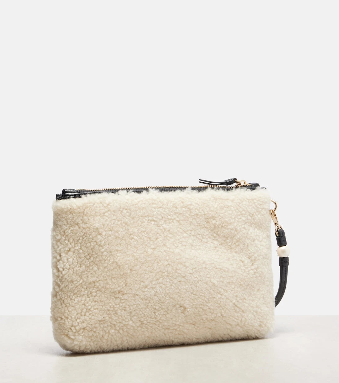 Jimmy Choo - Logo shearling pouch with strap