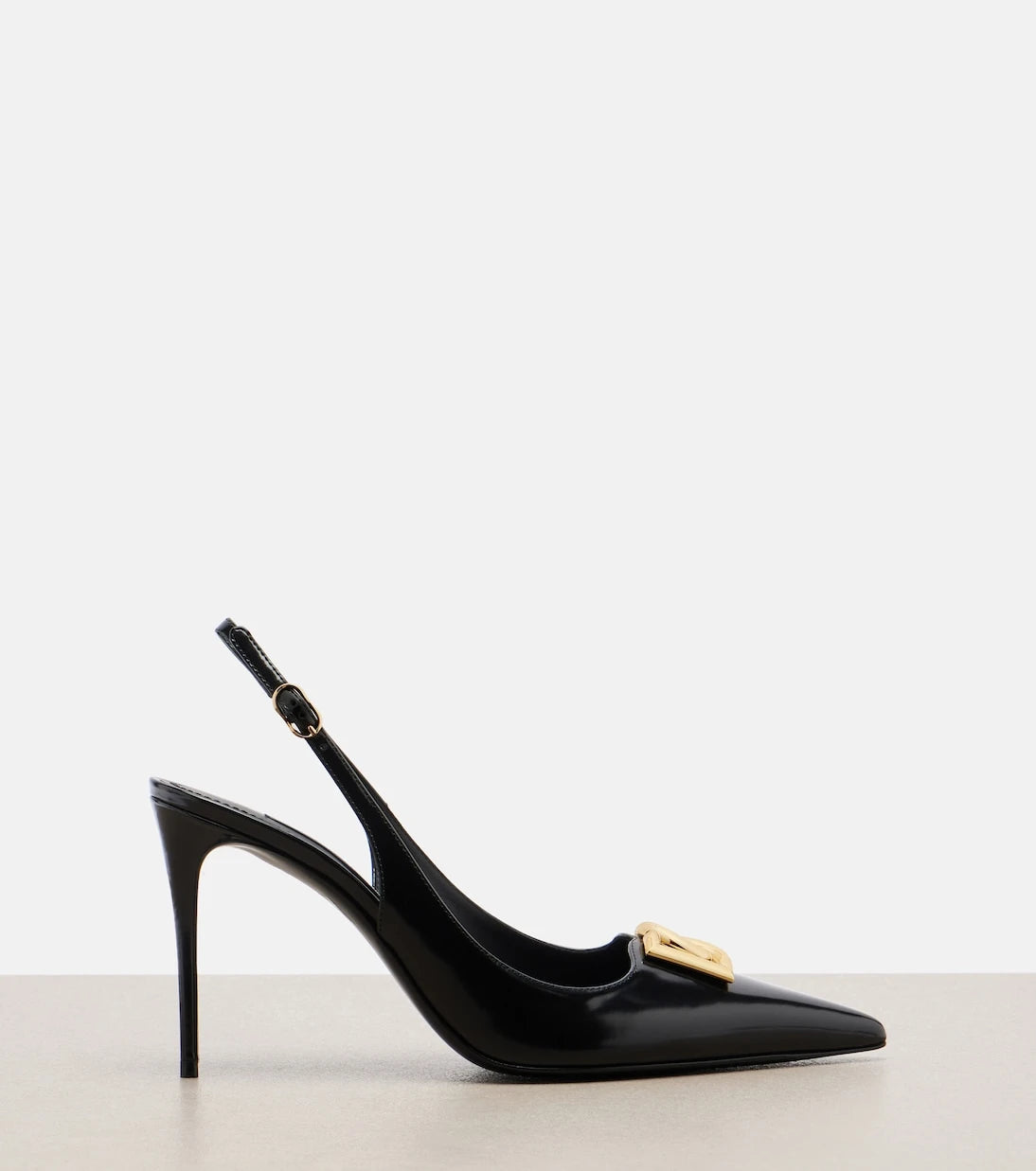 Dolce&Gabbana - Lollo DG patent leather slingback pumps