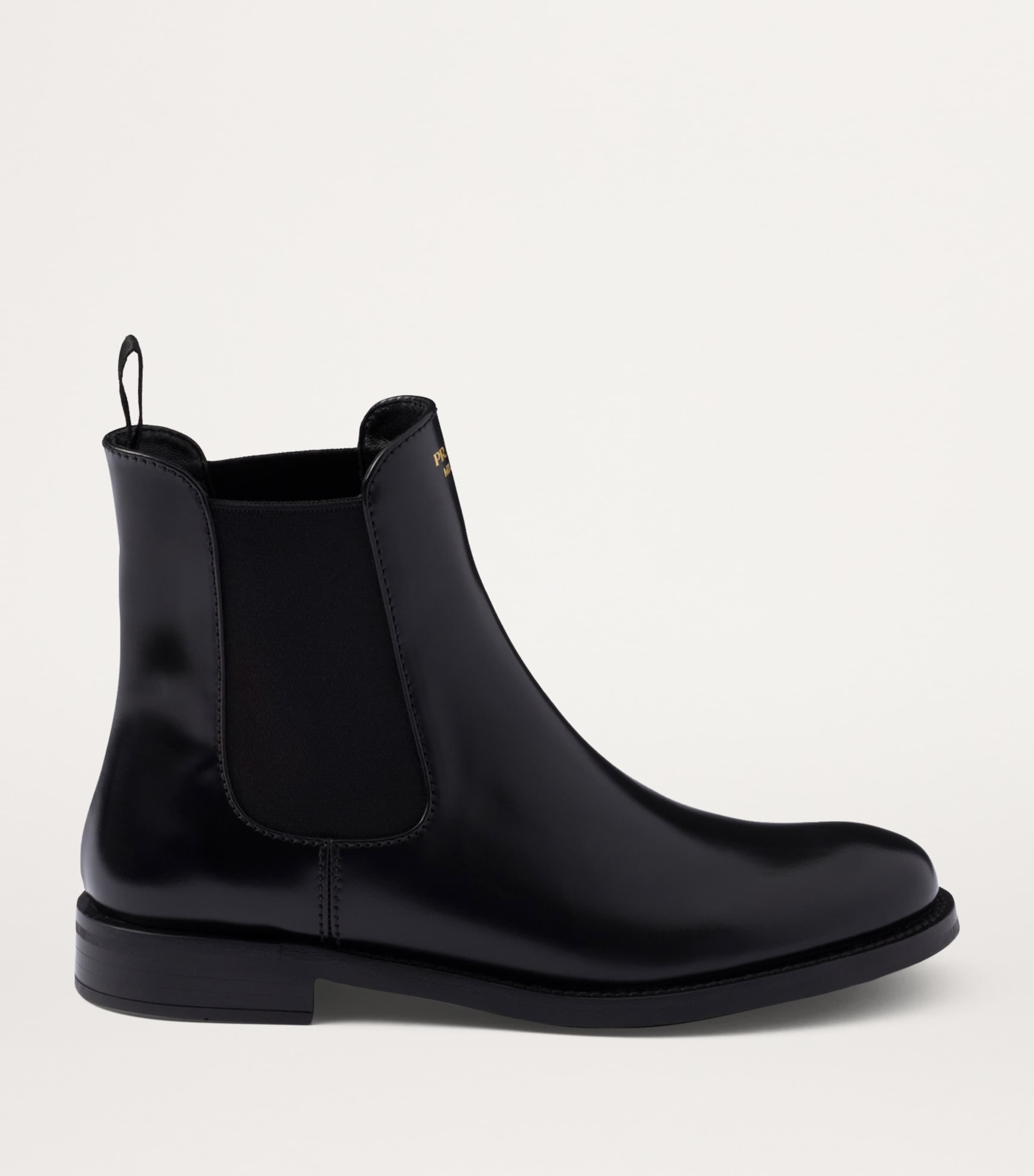 Prada Black Brushed Leather Ankle Boots