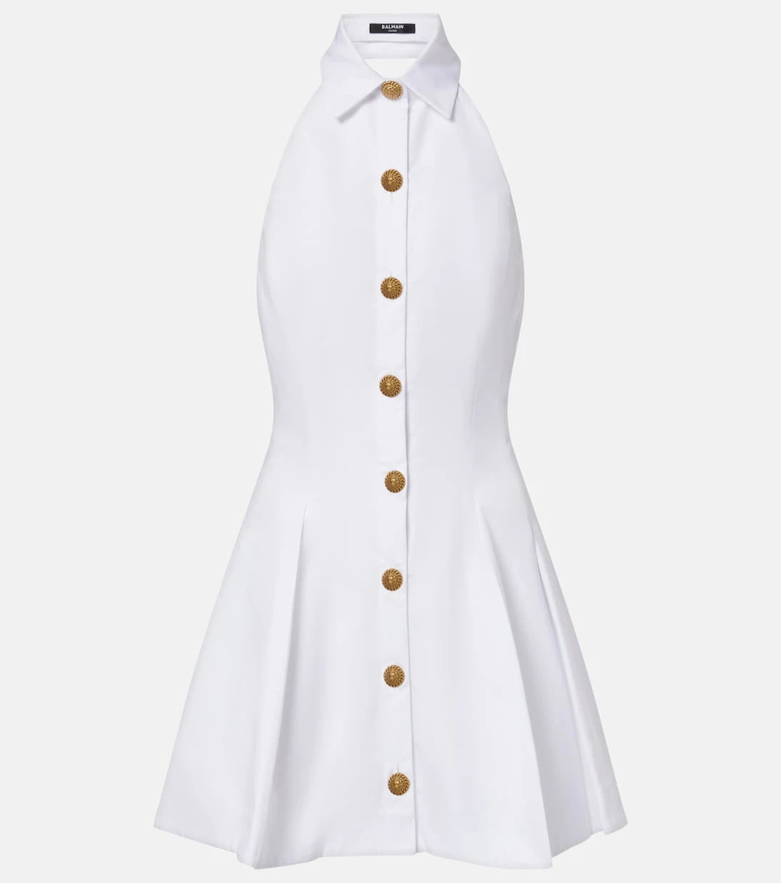 Balmain - Pleated cotton poplin minidress