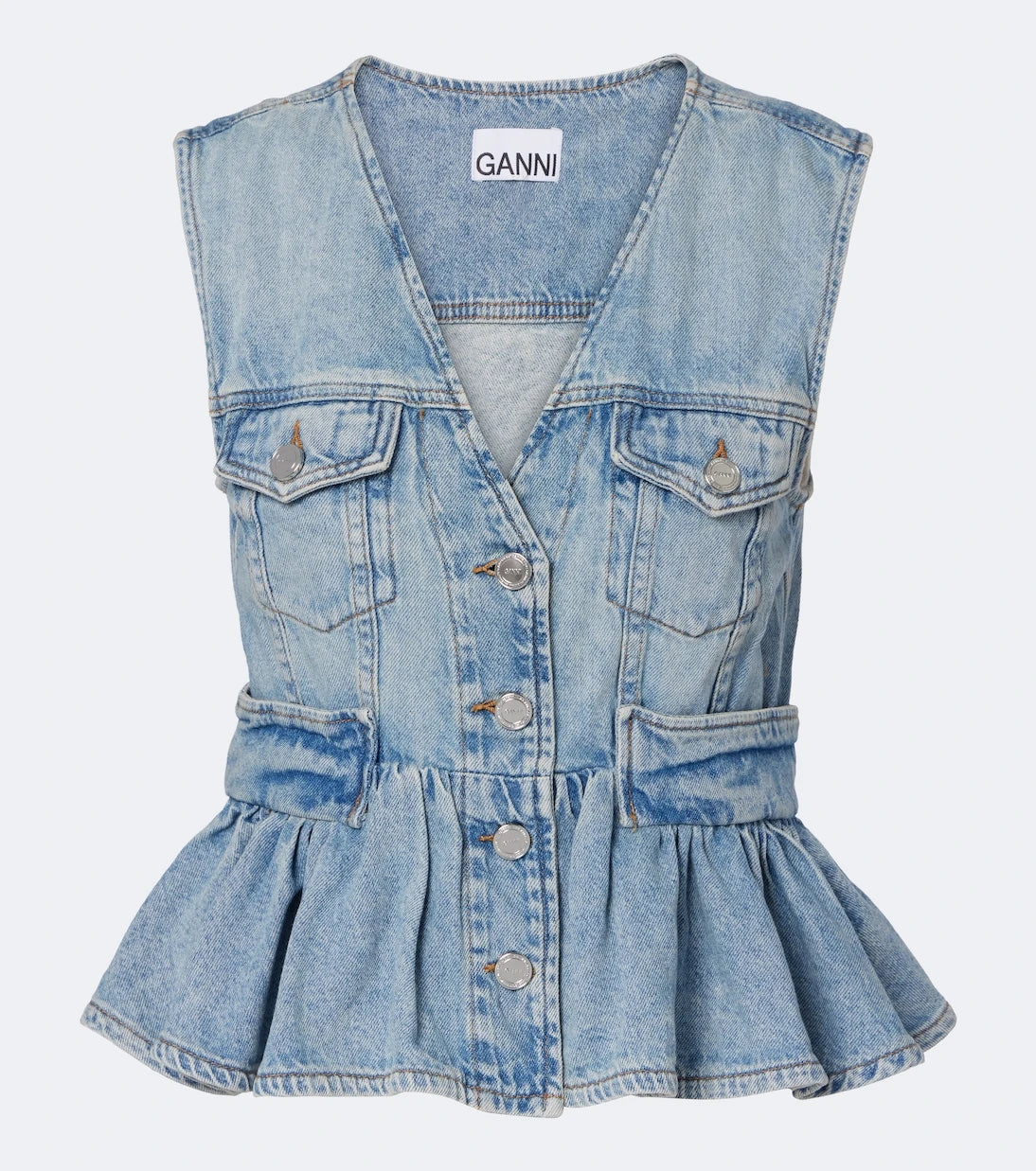 Ganni - Peplum denim top