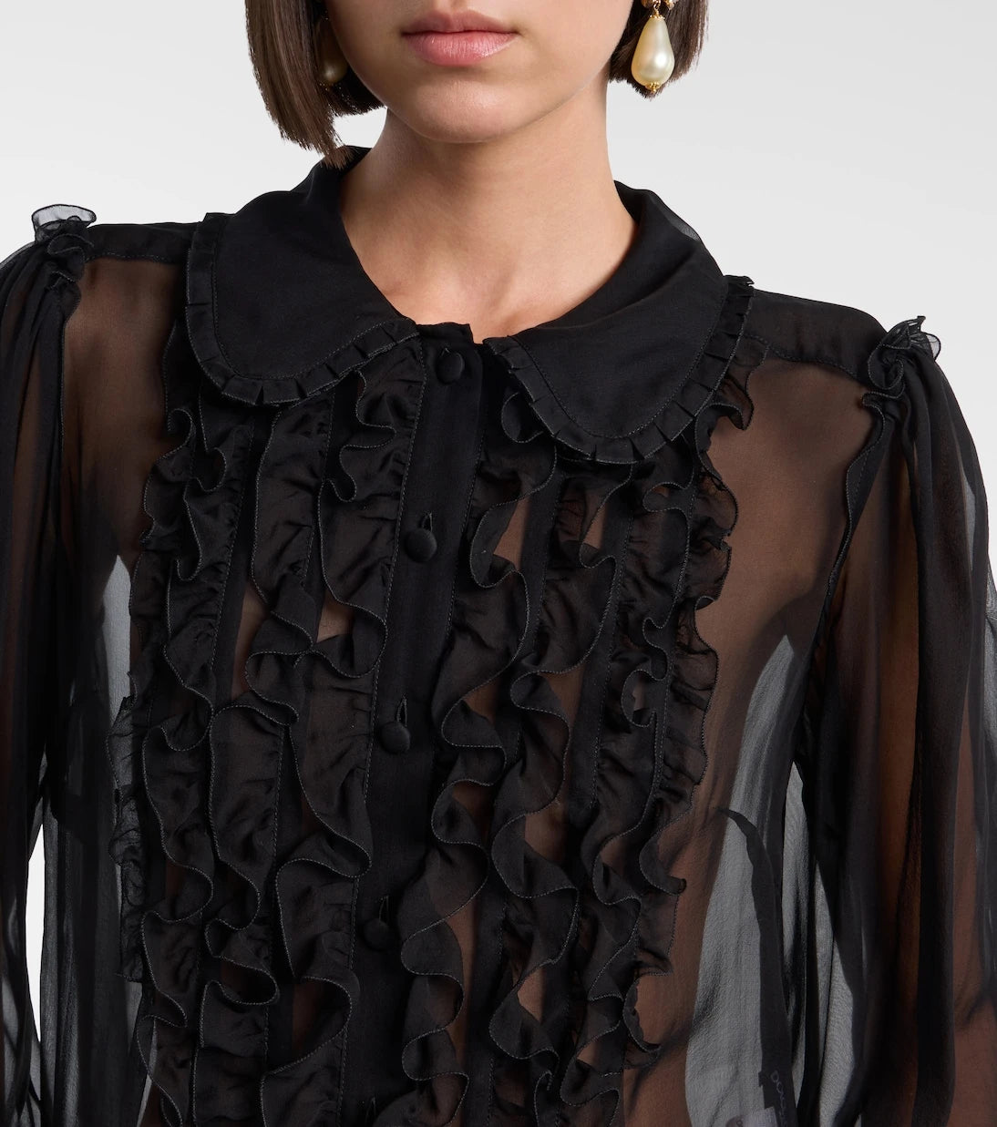 Dolce&Gabbana - Ruffled sheer silk blouse