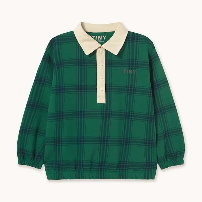 Çocuklar için pamuklu GREEN CHECK POLO SWEATSHIRT