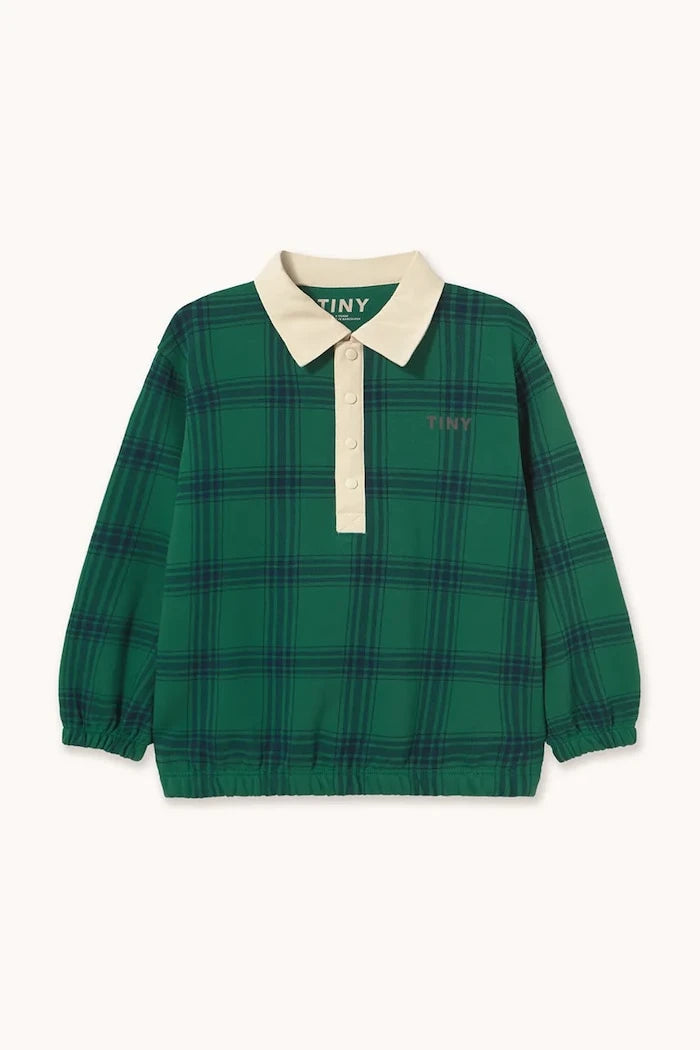 Çocuklar için pamuklu GREEN CHECK POLO SWEATSHIRT