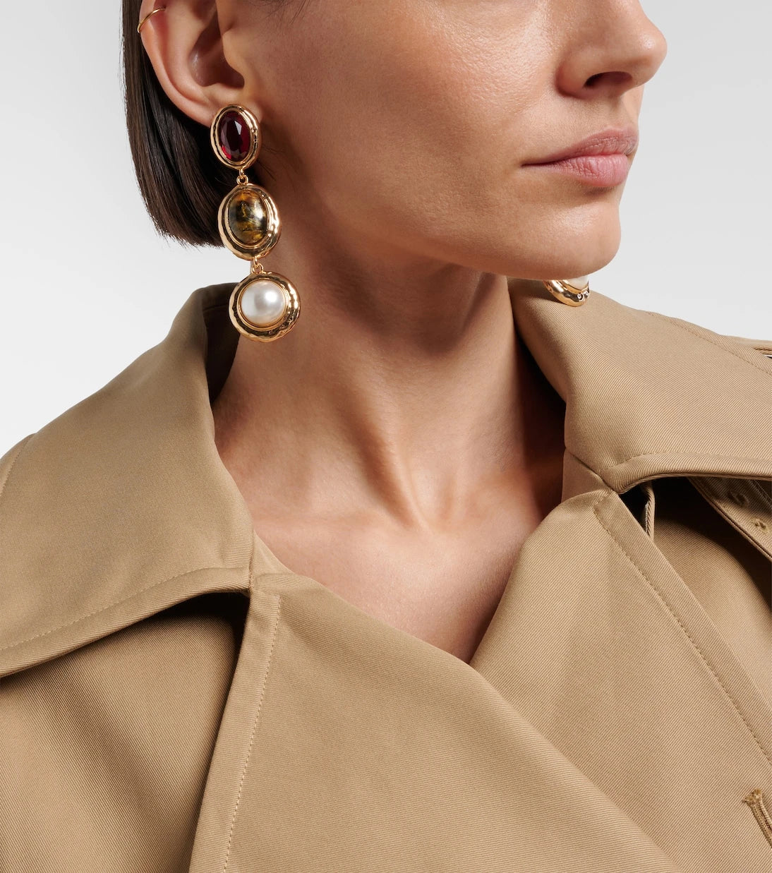 Self-Portrait - Embellished drop earrings