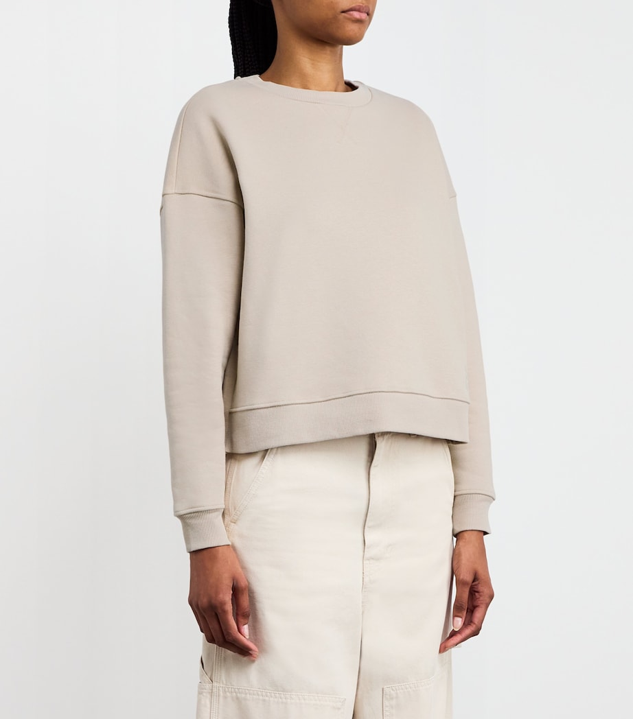 Weekend Max Mara Beige Cotton-Blend Embroidered-Logo Sweatshirt
