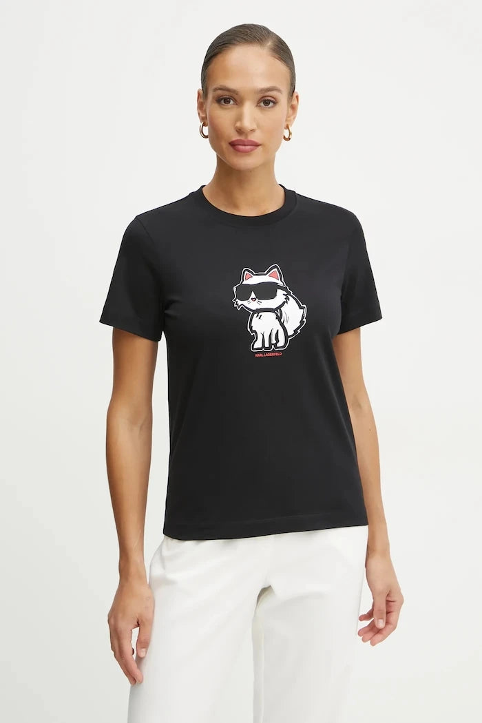 Karl Lagerfeld kadın pamuklu tişört IKON SKETCH
