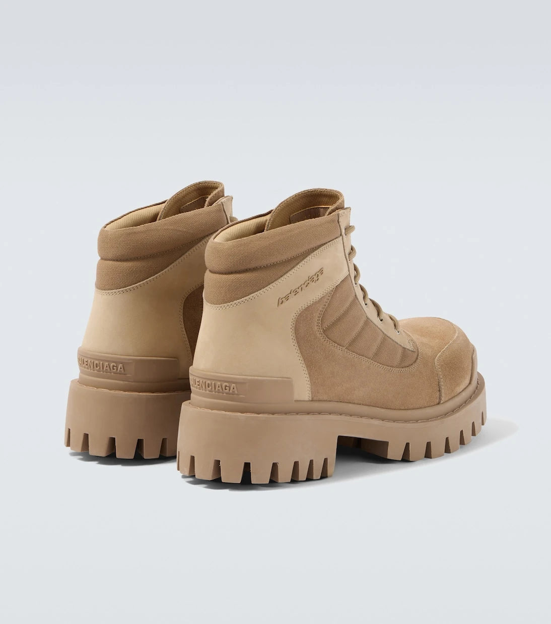 Balenciaga - Combat Strike suede-trimmed lace-up boots