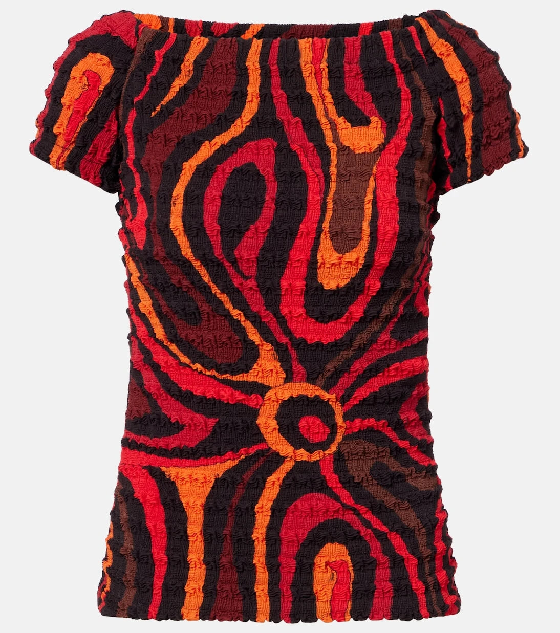 Pucci - Marmo off-shoulder smocked crop top