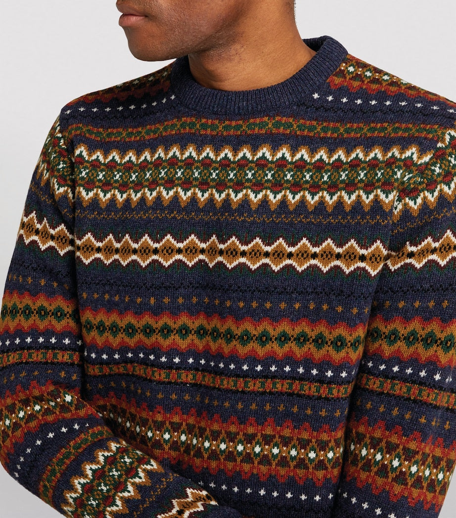 Barbour Wool Fair Isle Sweater NAVY MARL