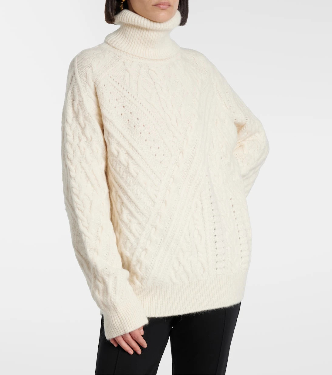 Saint Laurent - Cable-knit alpaca-blend turtleneck sweater