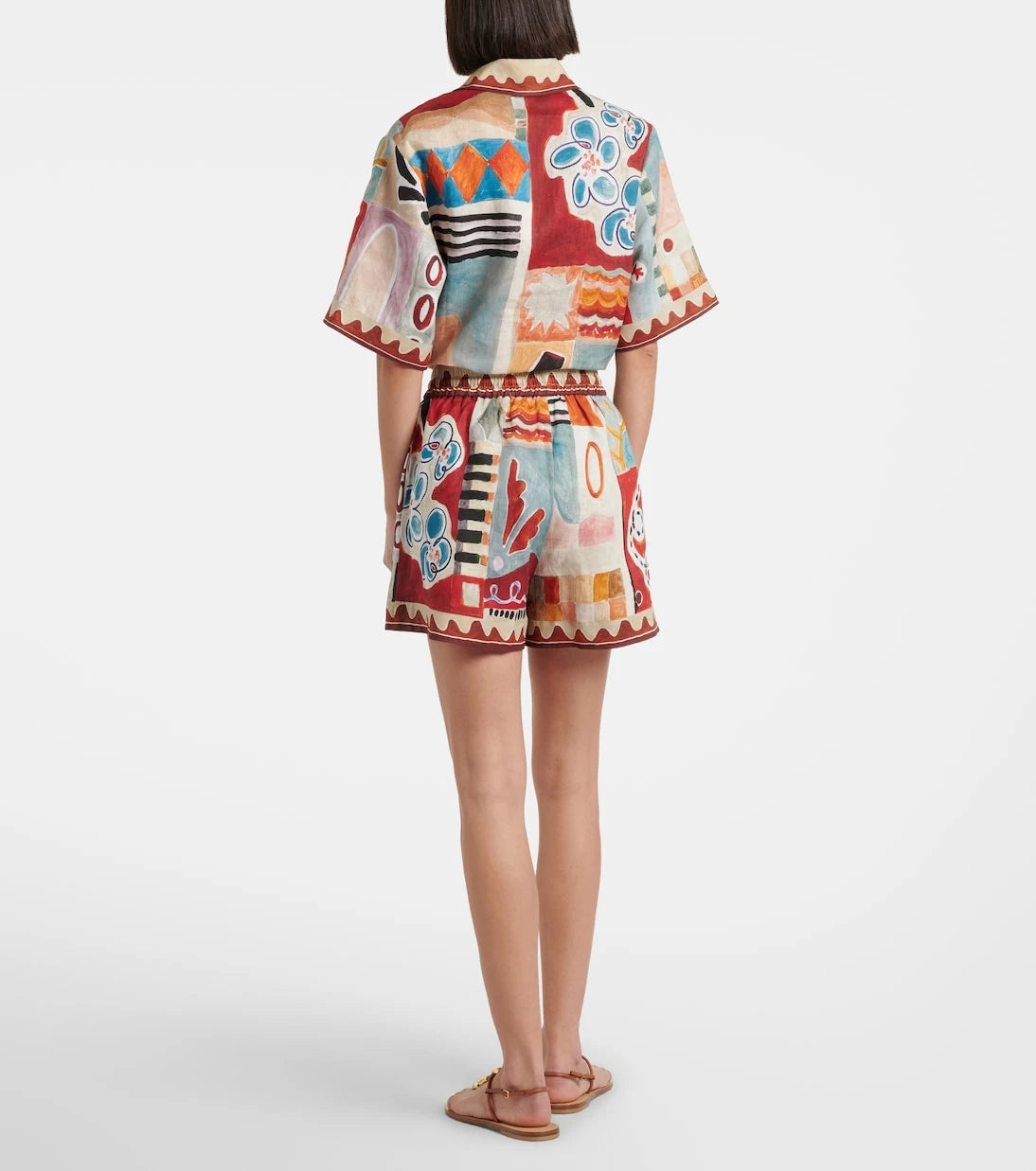 Alémais - x LRNCE Michelle printed linen Bermuda shorts