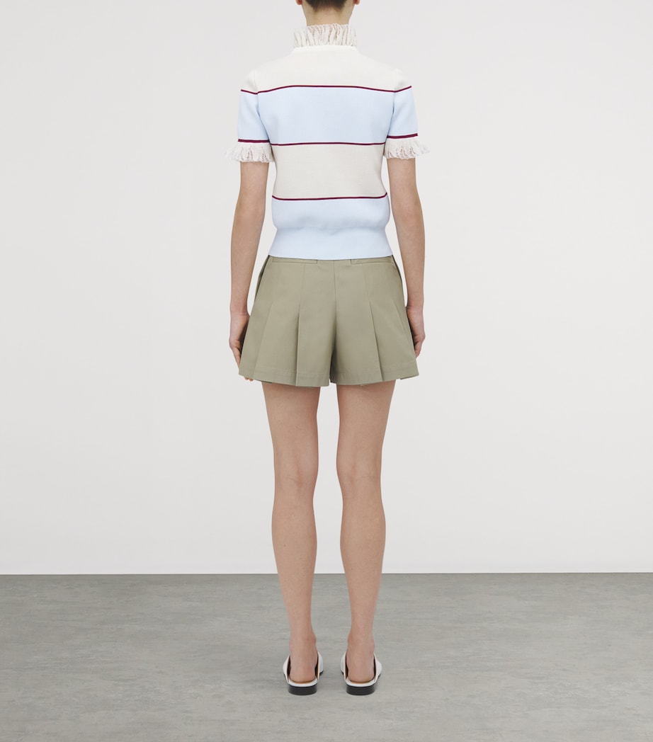 McQueen Blue Lace-Trim Stripe Polo Shirt