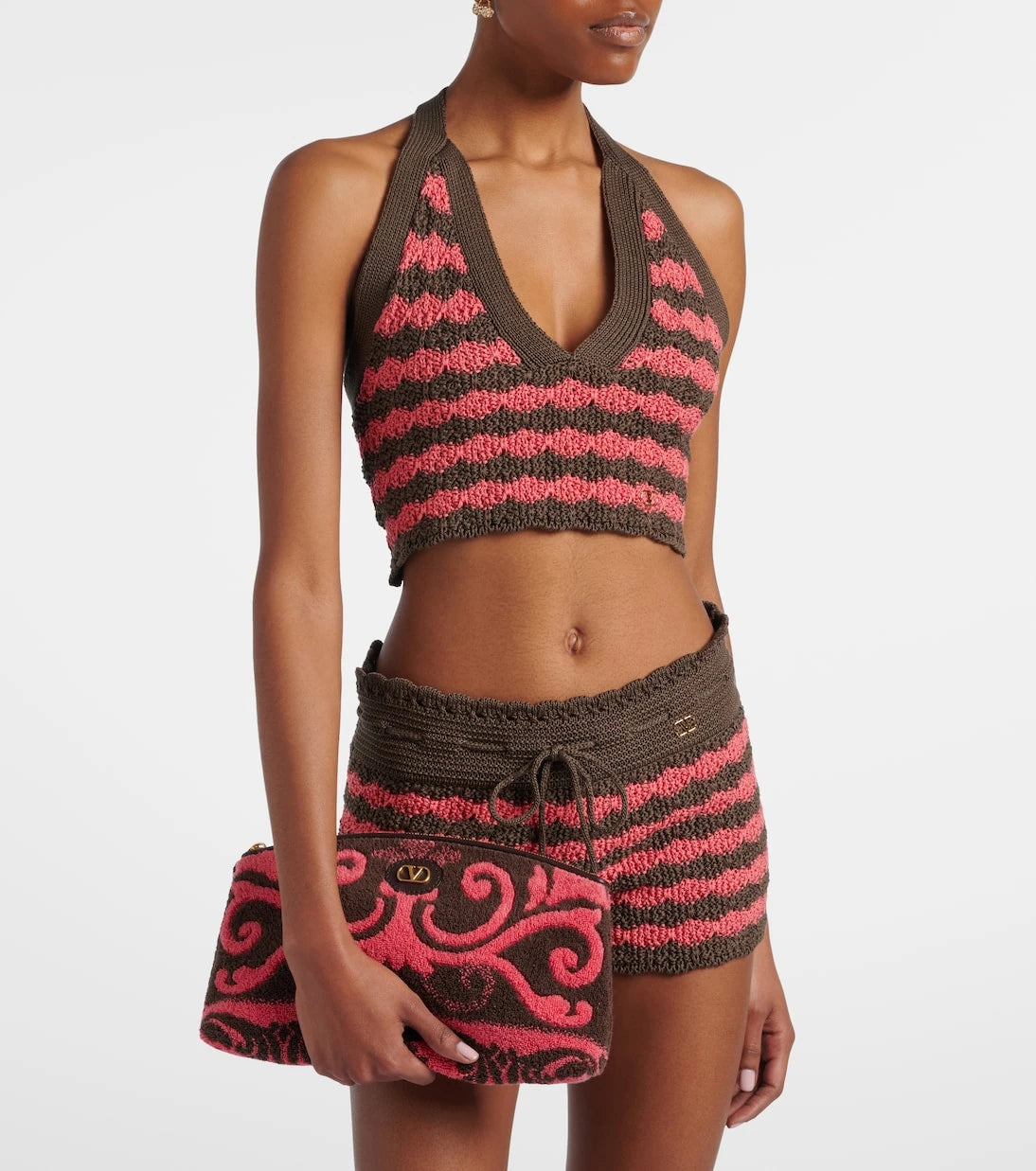 Valentino - Striped knitted cotton crop top