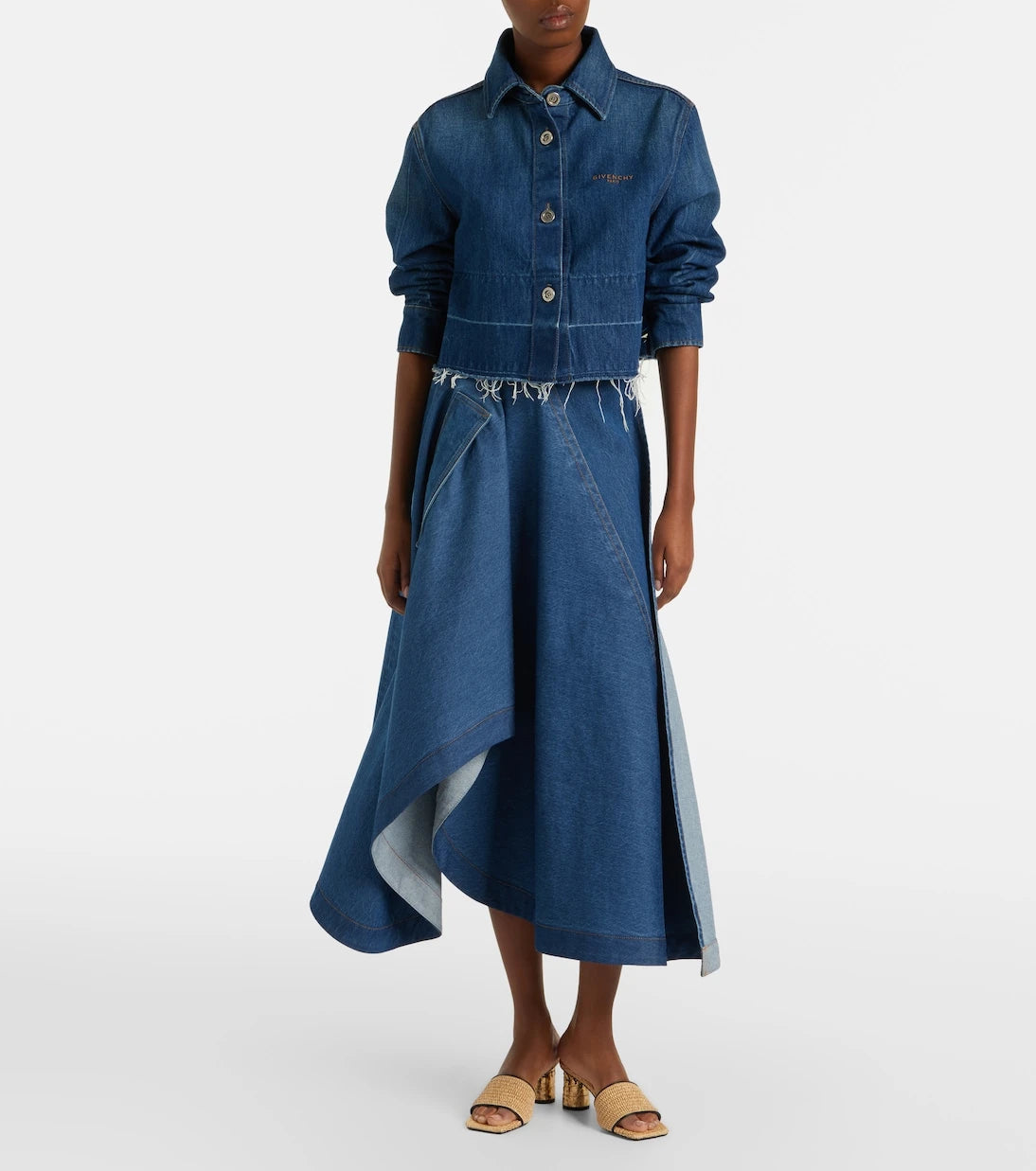 Givenchy - Tape leather-trimmed mules