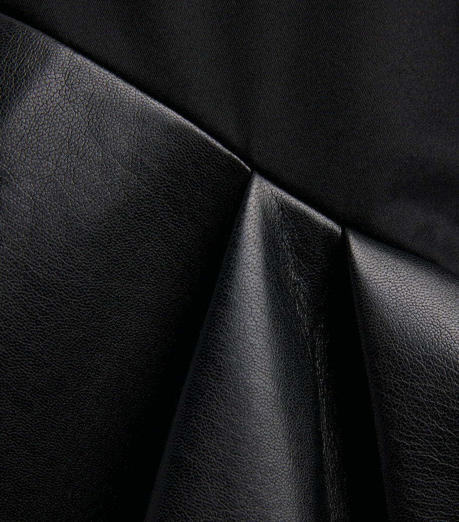 Alice+Olivia Black Scuba-Faux Leather Adley Dress