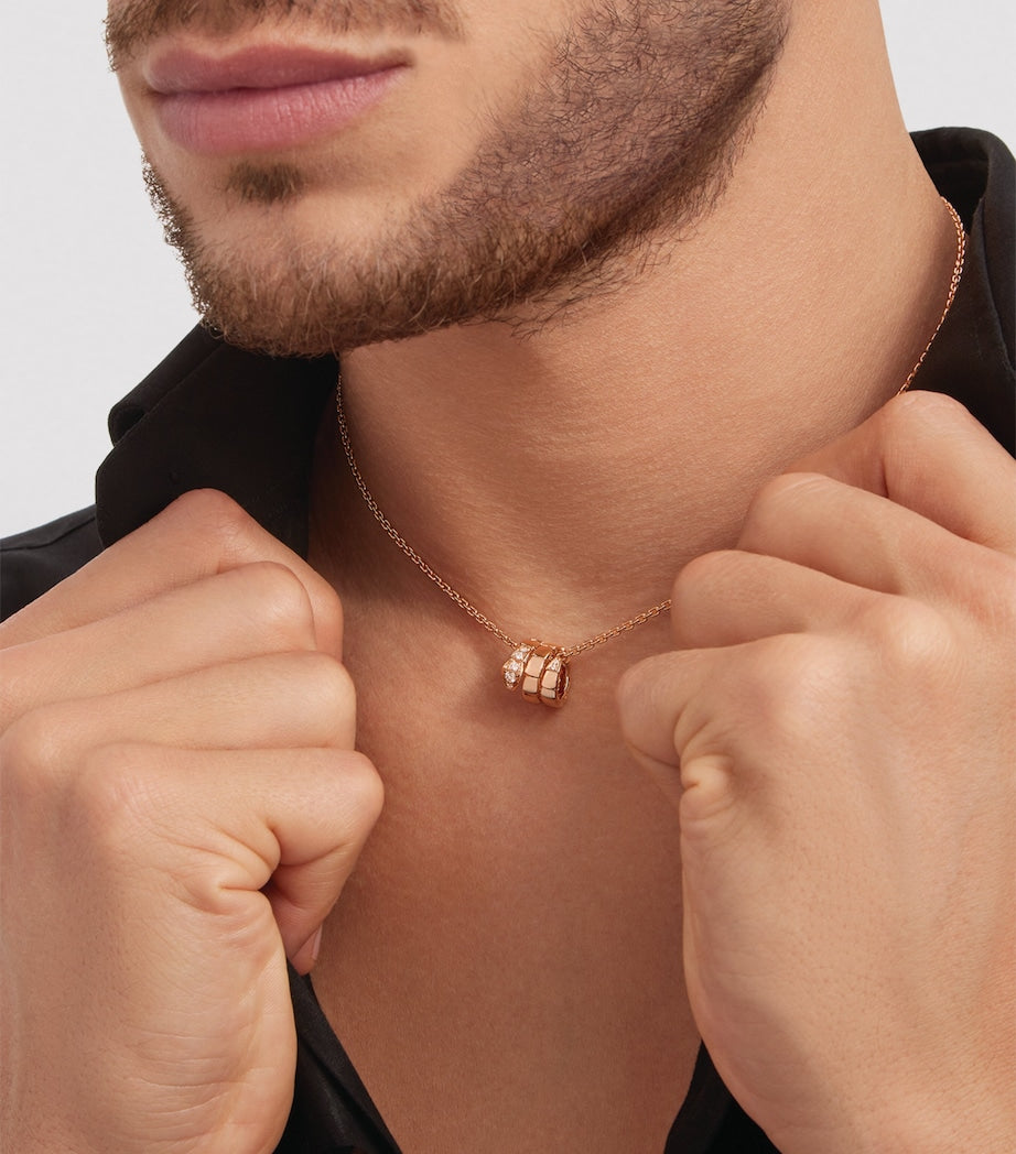 Rose Gold and Demi Pavé Diamond Serpenti Viper Necklace