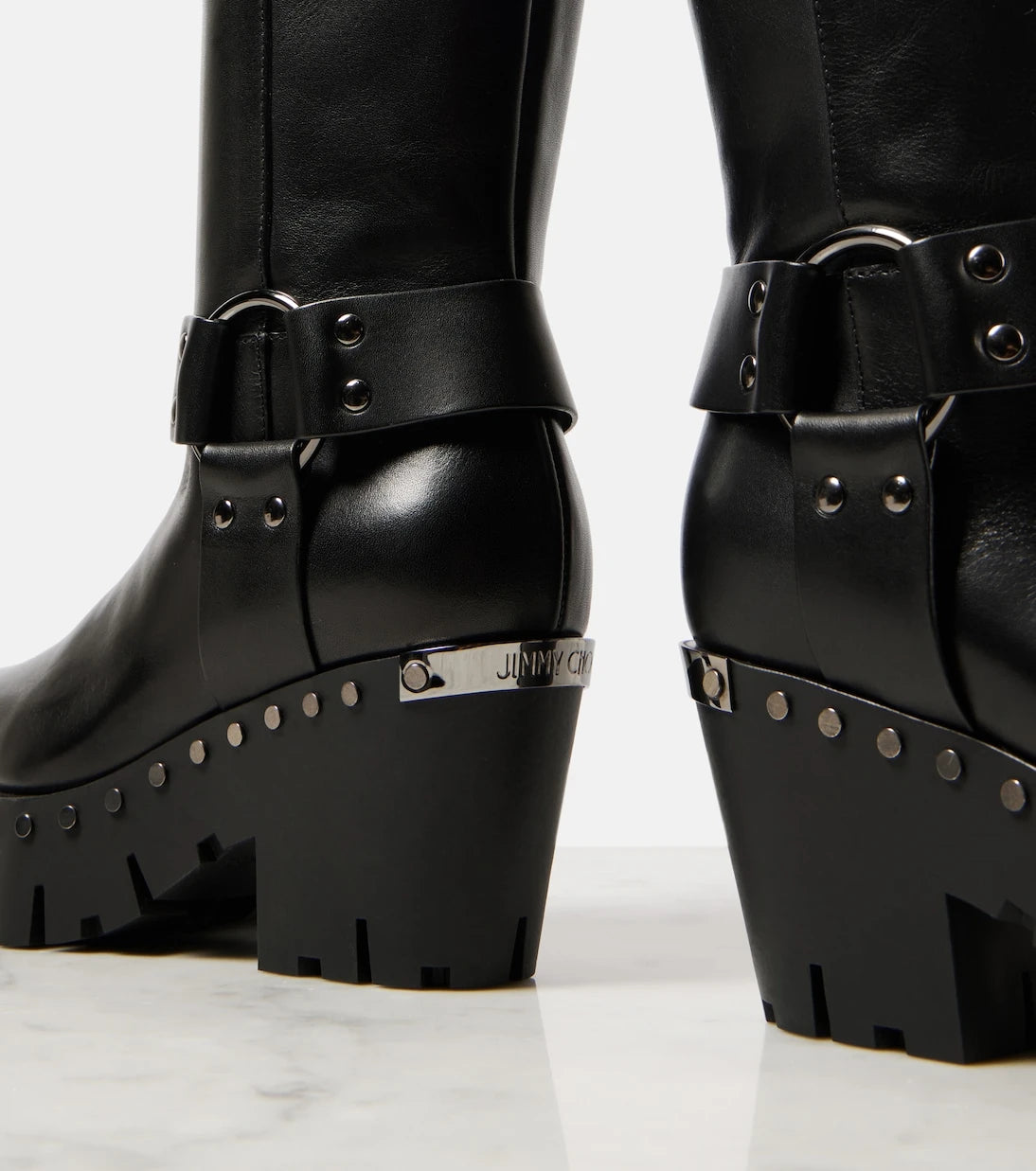 Jimmy Choo - Quinn 75 studded leather biker boots