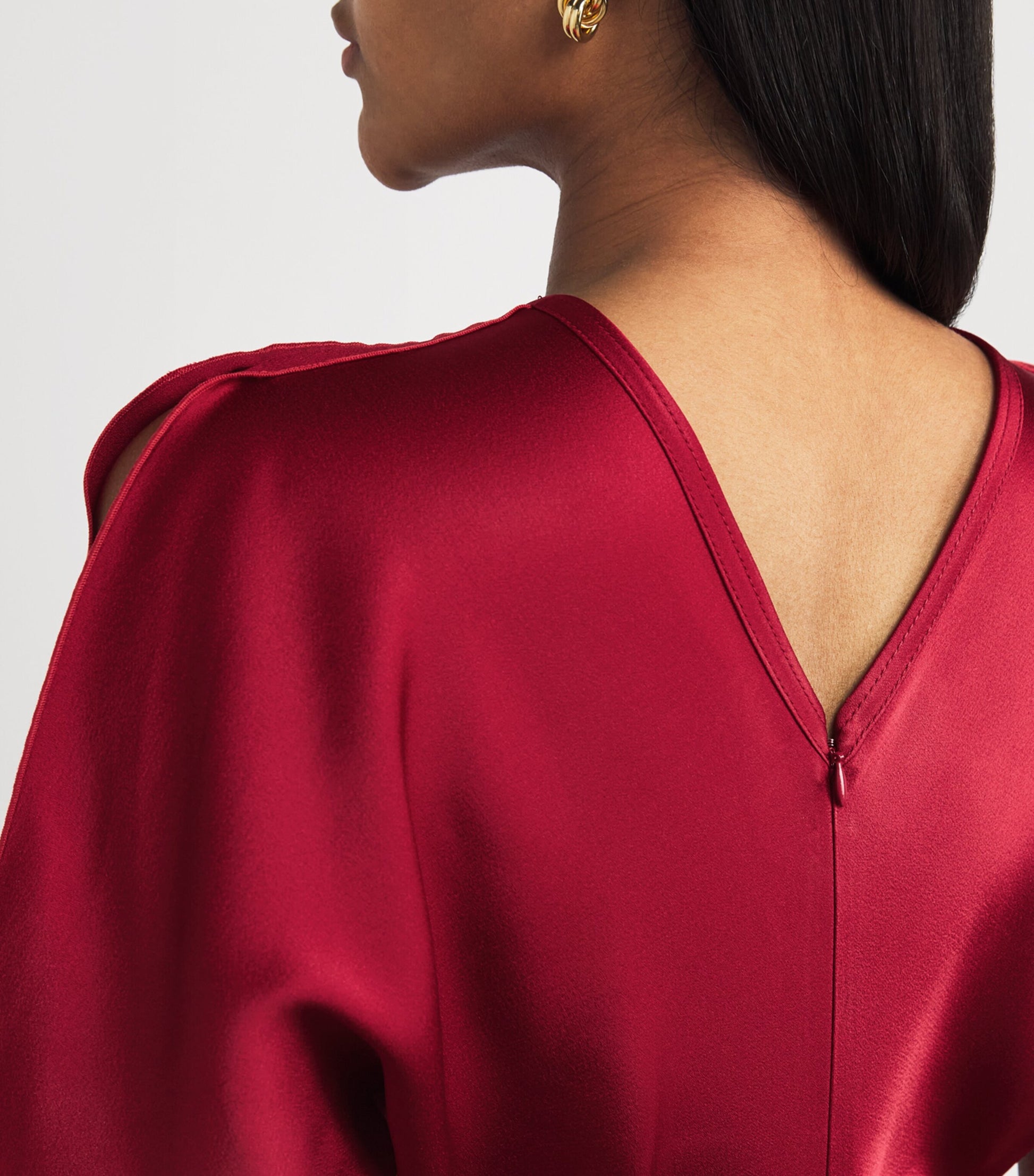 Victoria Beckham Red Gathered Waist Maxi Dress