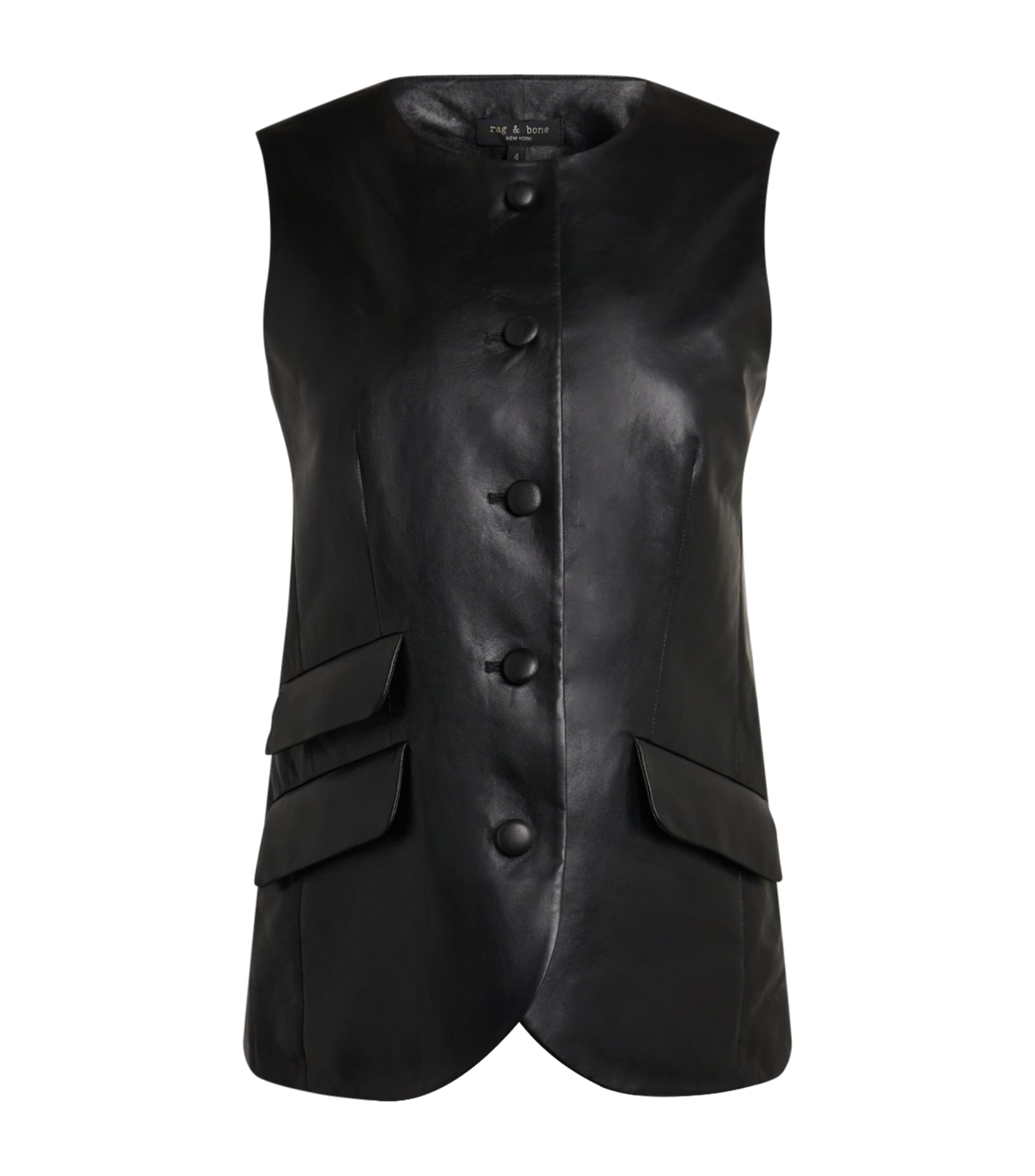 Black Leather Slade Waistcoat