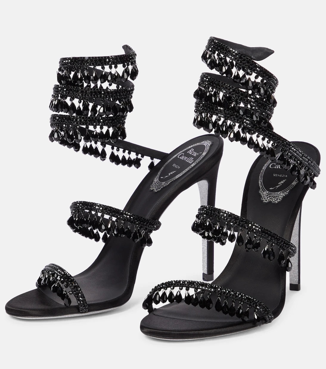 Rene Caovilla - Chandelier embellished satin sandals