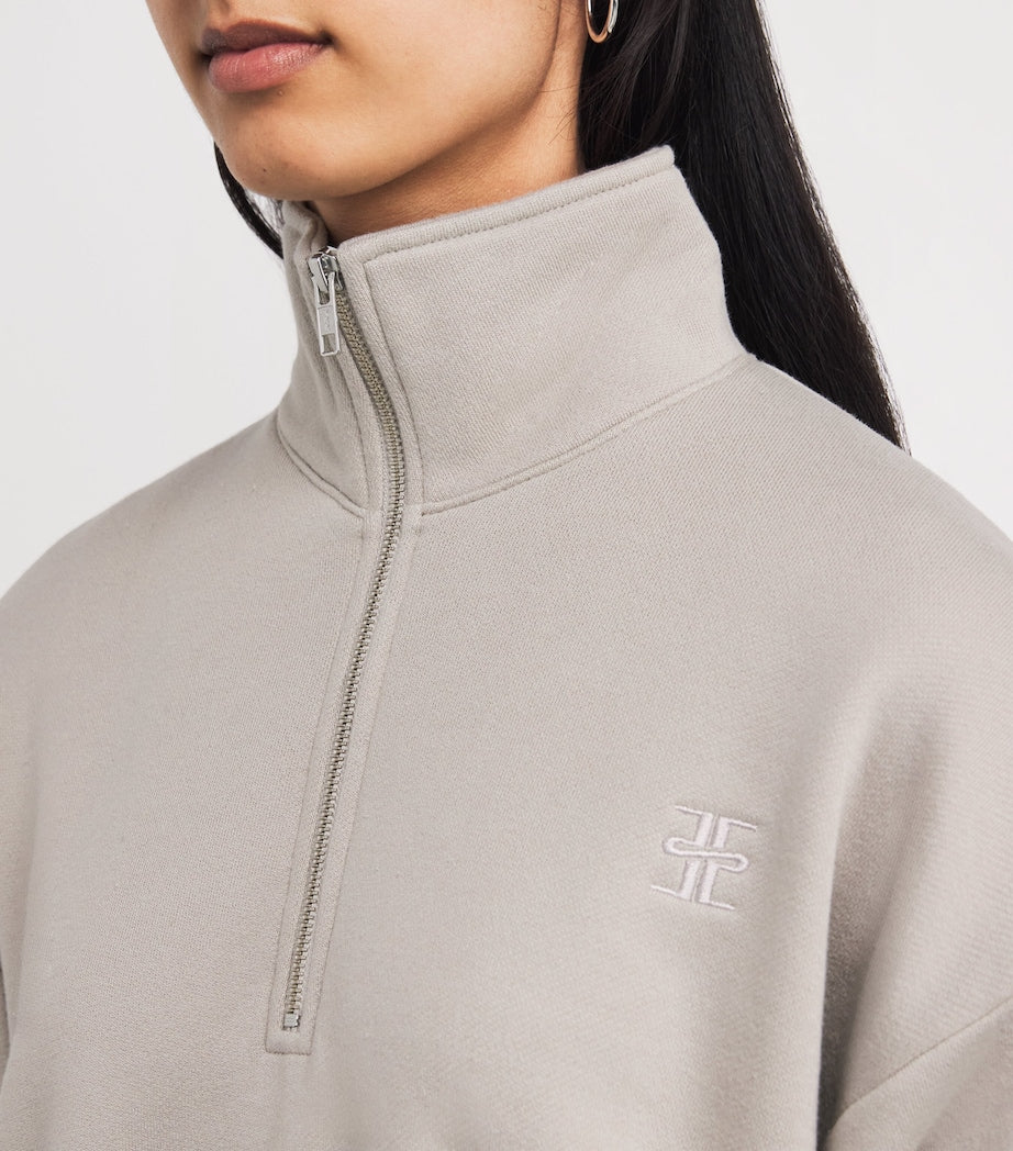 ÉTERNE Beige French Terry Cropped Sweatshirt