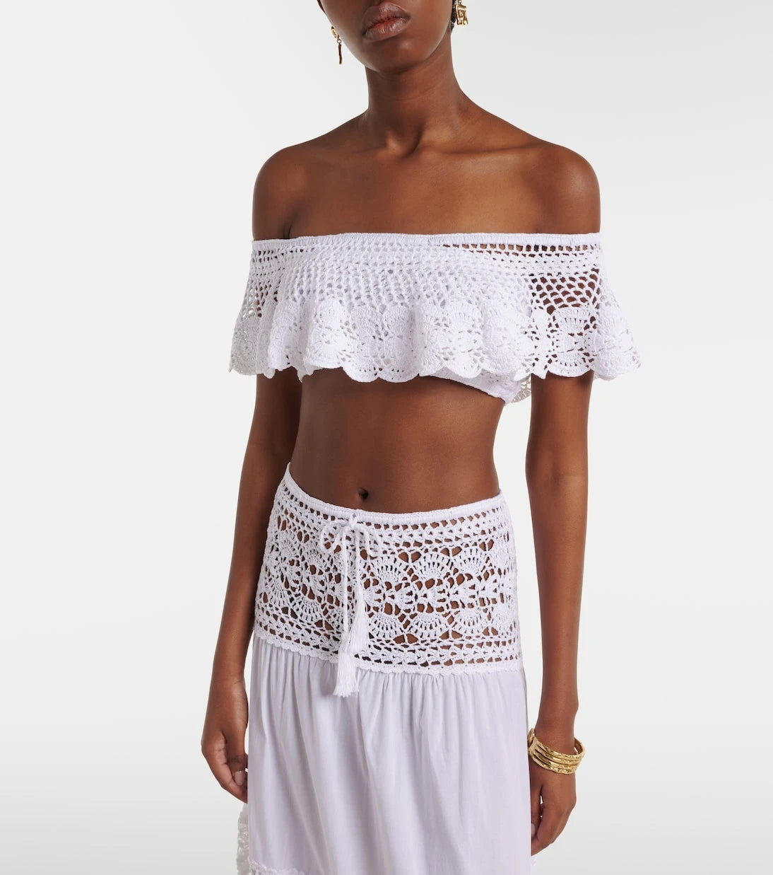 Anna Kosturova - Crochet off-shoulder cotton crop top