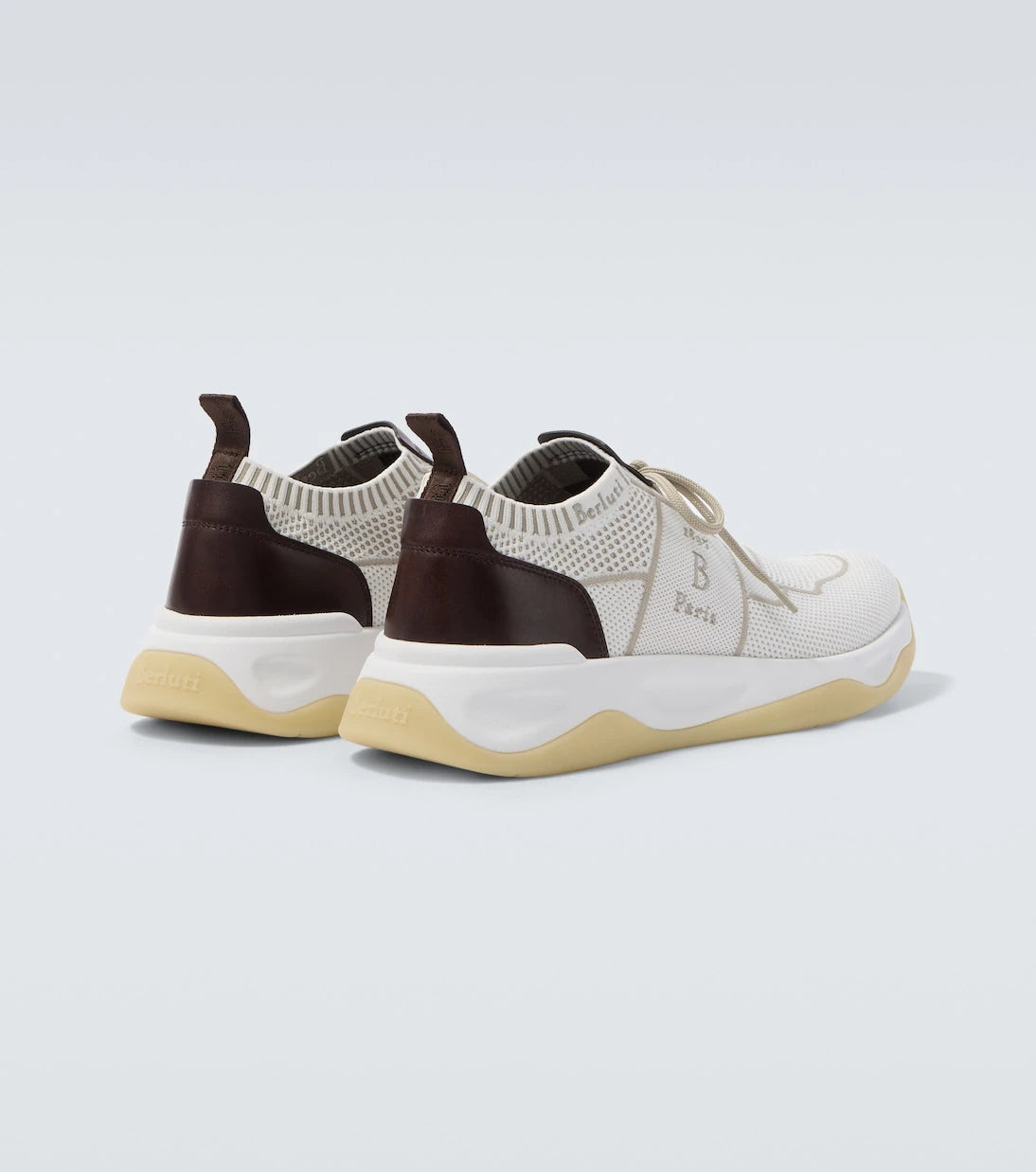 Berluti - Shadow leather-trimmed knitted sneakers