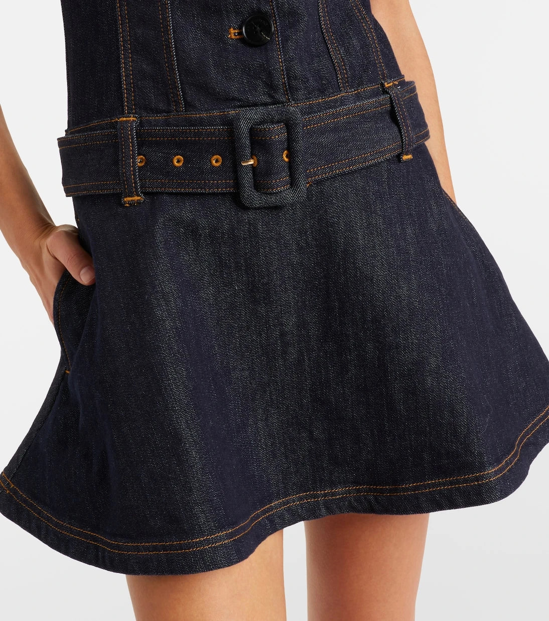 Self-Portrait - Belted denim minidress
