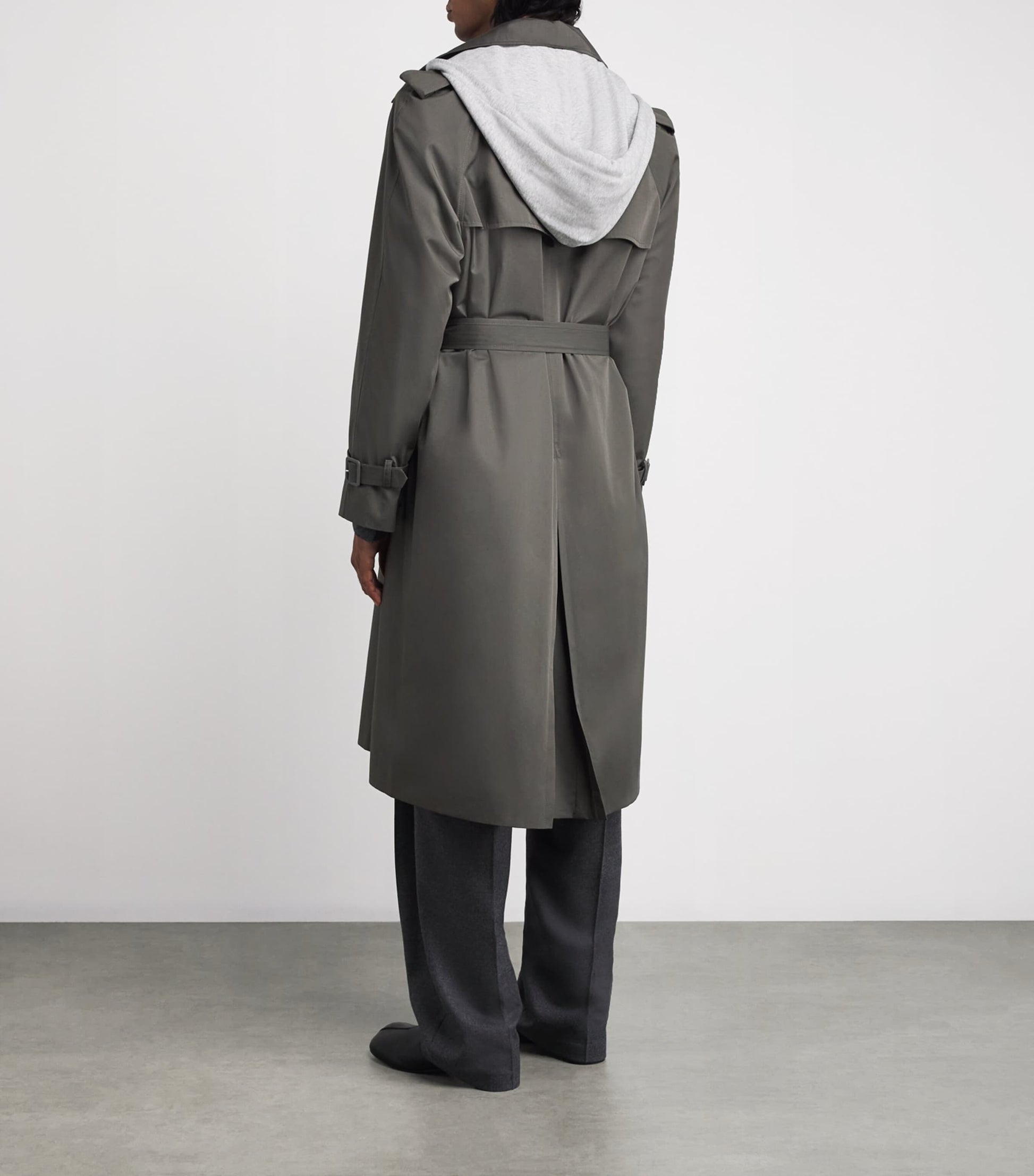 MM6 Maison Margiela Grey Cotton Hood-Detail Trench Coat