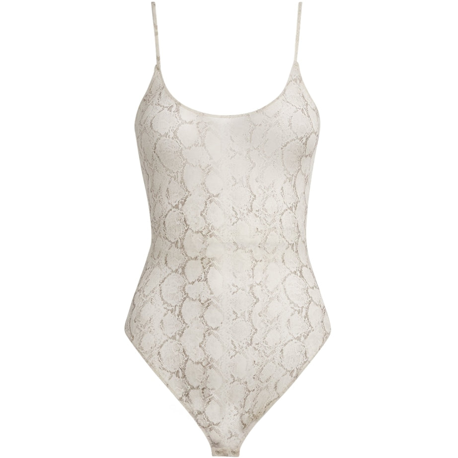 Skims Multi Milky Sheer Snake Print Thong Bodysuit