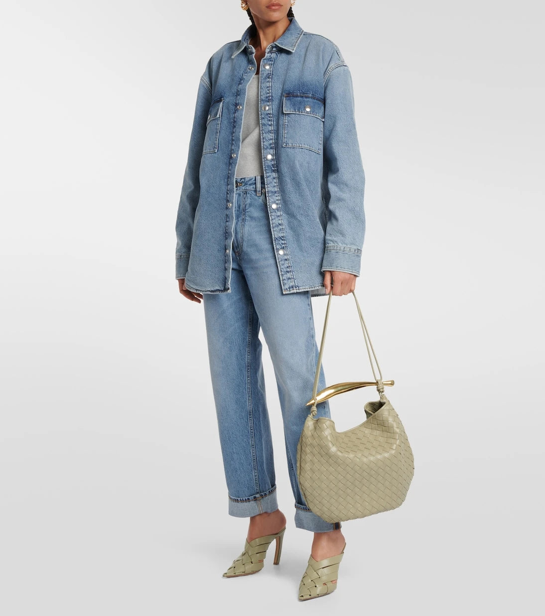 Bottega Veneta - جينز بقصة أرجل مستقيمة وخصر متوسط الارتفاع