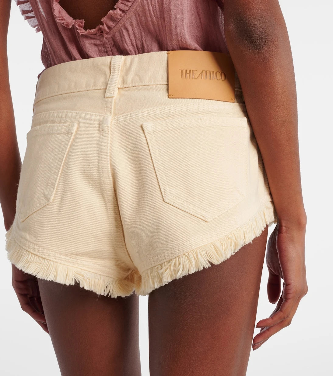 The Attico - Fringed cotton canvas shorts