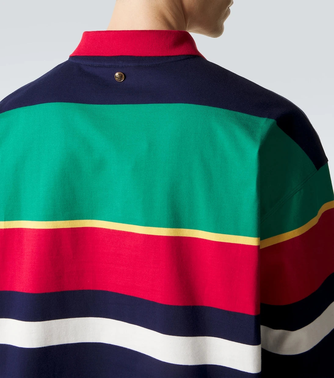 Versace - Colorblocked cotton jersey polo sweatshirt