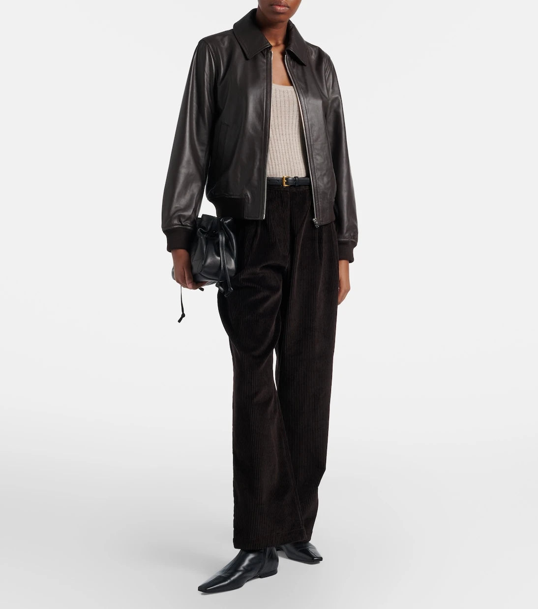 Yves Salomon - Hooded leather blouson jacket