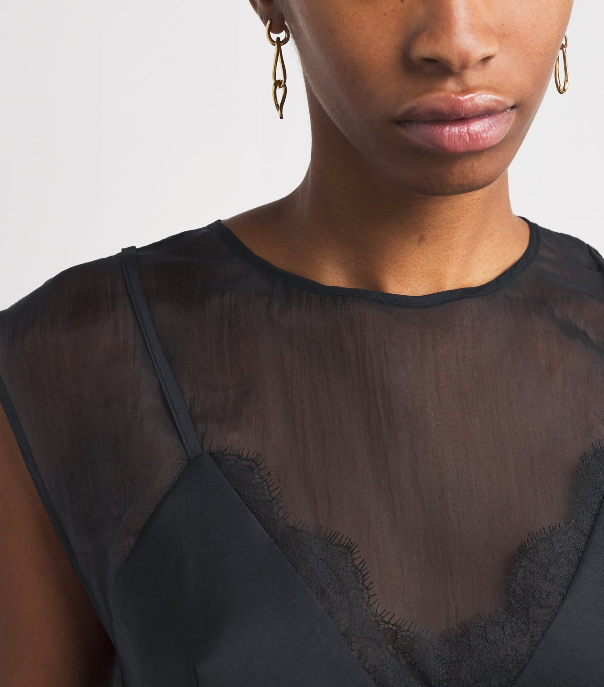 Black Satin Lace Top