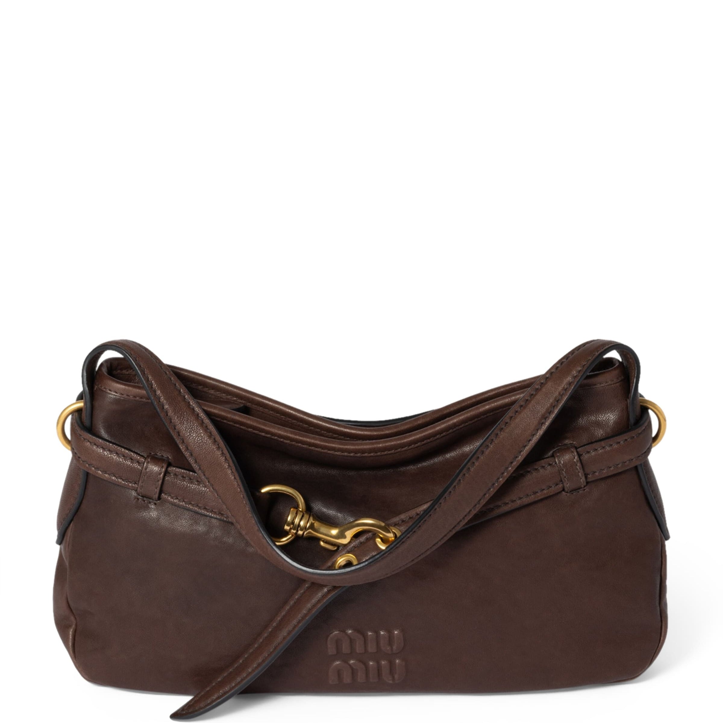 Brown Nappa Leather Aventure Shoulder Bag