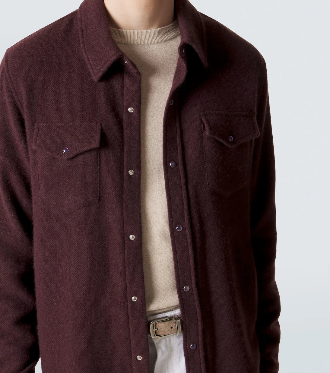 God's True Cashmere - Claret cashmere shirt with amethyst