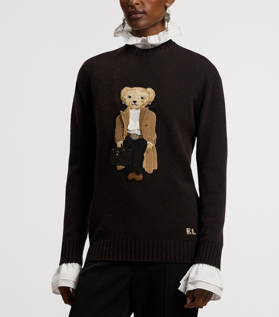 Ralph Lauren Collection Brown Cashmere Fall Polo Bear Sweater