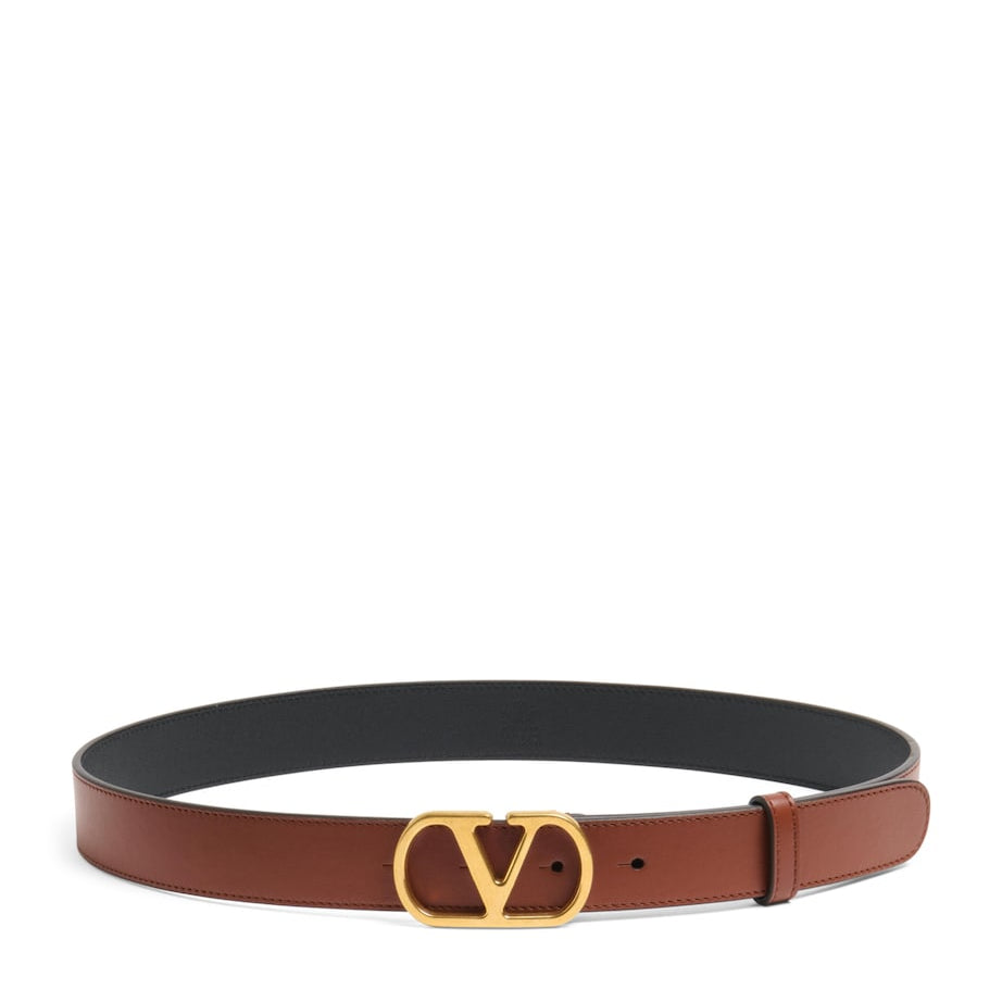 Valentino Garavani Brown Leather VLogo Signature Belt