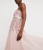 Pamella Roland Pink Tulle Embellished Cape-Detail Gown