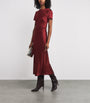 STAUD Burgundy Stretch-Silk Marcel Midi Dress