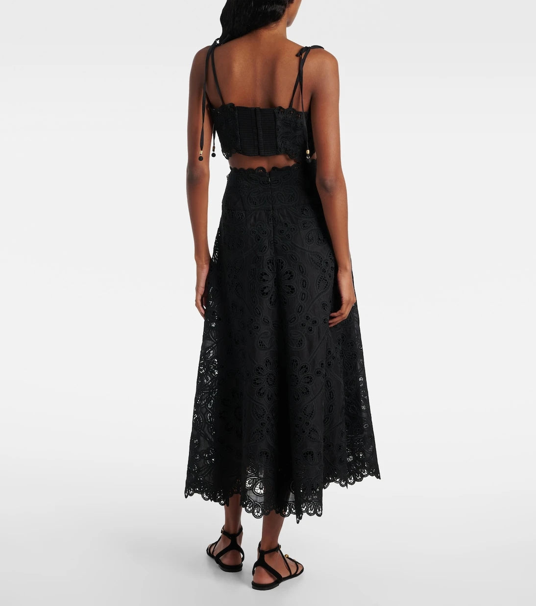 Zimmermann - Rhiannon embroidered cotton midi skirt